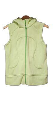 lululemon athletica Women's Light Green Knit Full Zip Sleeveless Hoodie Size 8